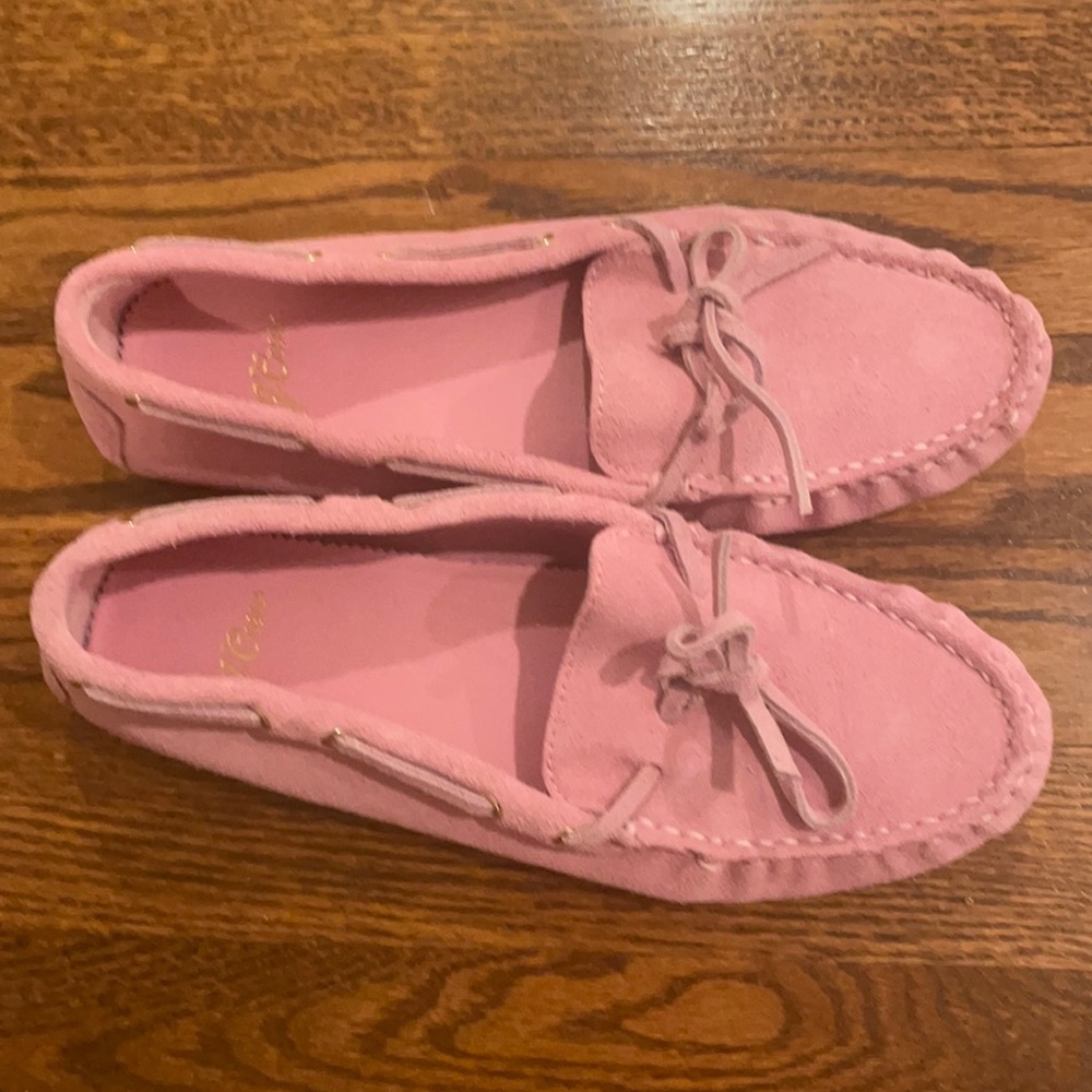Pink Leather J. Crew driving loafers